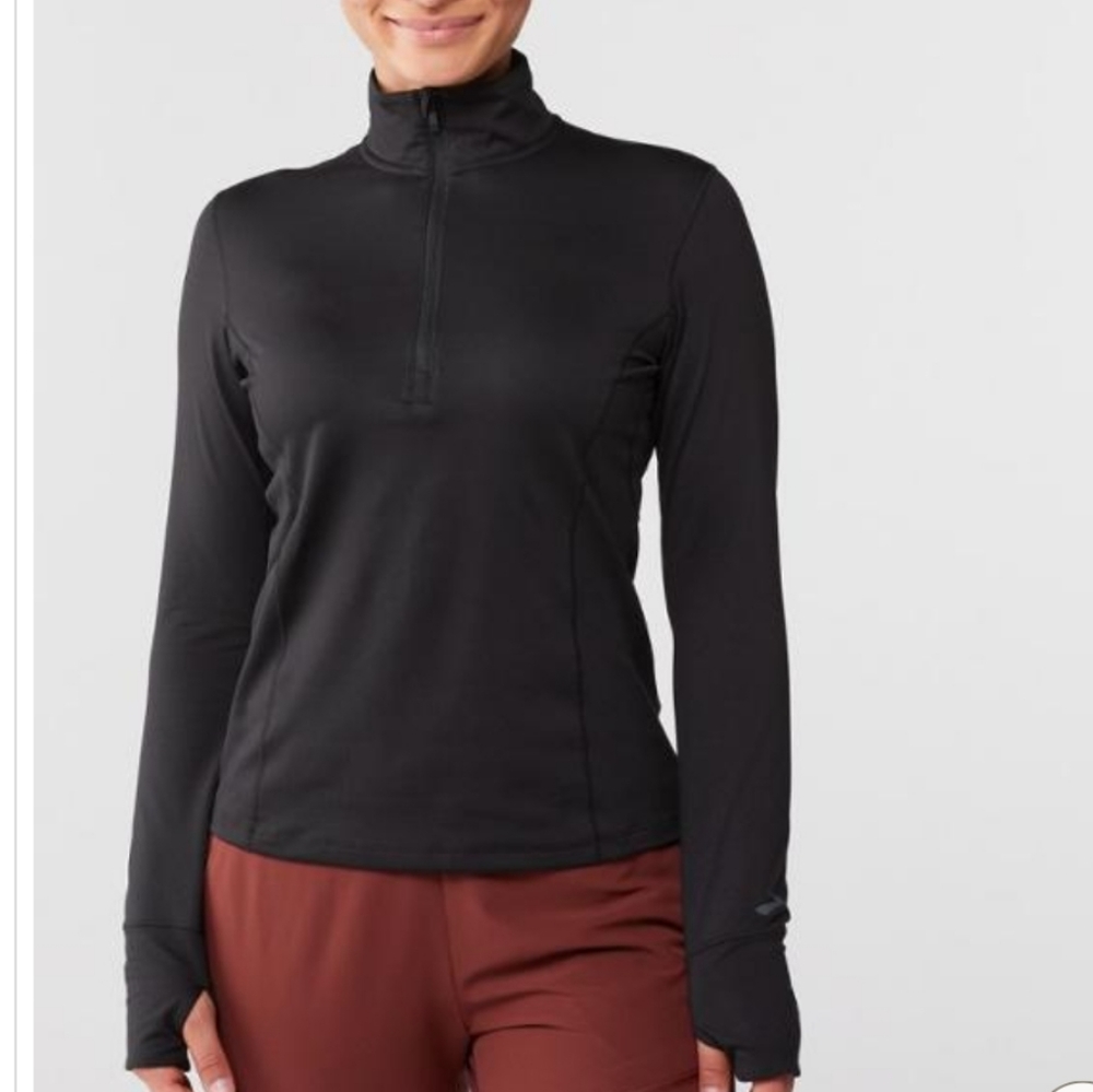Brooks Half Zip Collared Running Shirt in Black and Gray